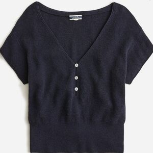 J. Crew navy cashmere v neck cropped sweater